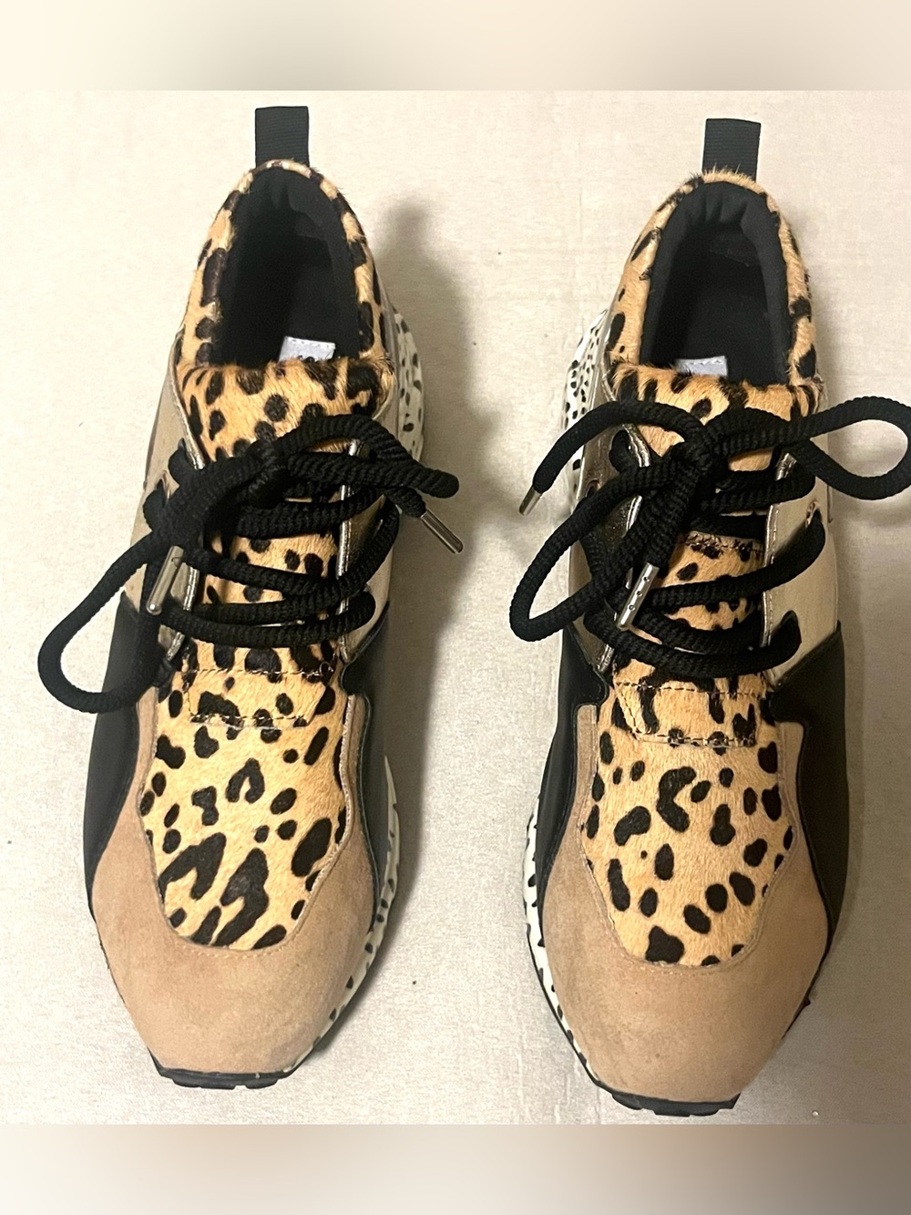 Steve Madden Cliff Multicolor Animal Print Suede Fashion Sneakers Size 8.5 - Picture 5 of 16